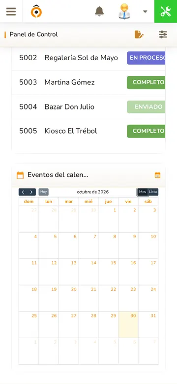 El mismo panel en el celular