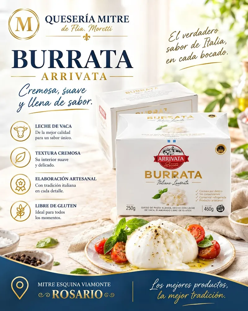 Quesería Mitre: Posteo de Instagram: Burrata Arrivata