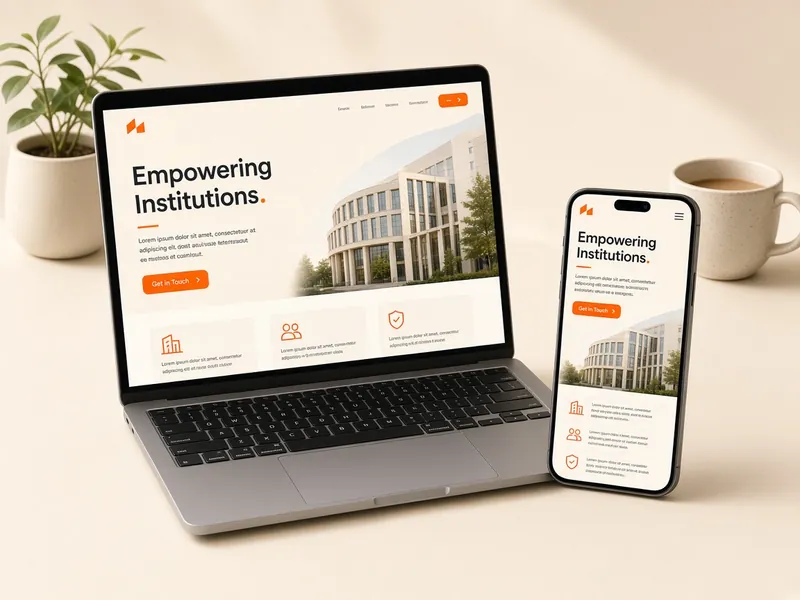 Institutional website on laptop and phone